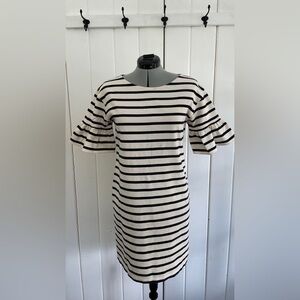 J. Crew Women's Ruffled Bell Sleeve Striped Shift Dress